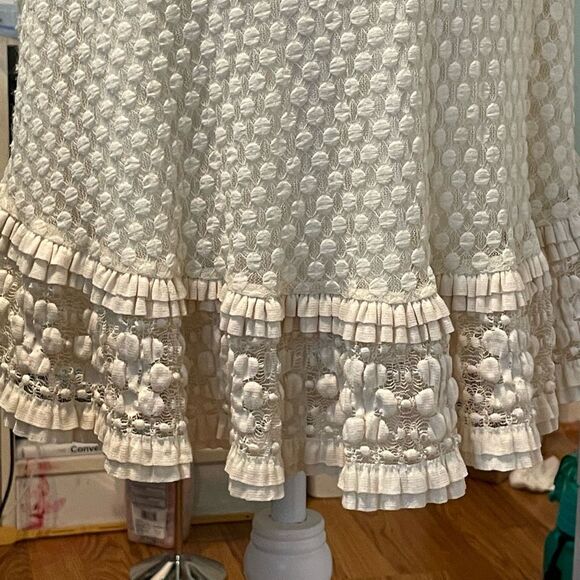 Max Studio Swiss Dot Knit Lace Overlay Mini Skirt M - Picture 5 of 7